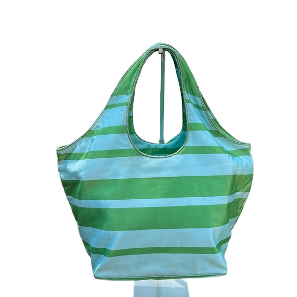 Kate Spade Green and Blue Striped Tote Bag EUC - Picture 4 of 17